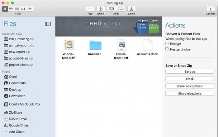 Corel WinZip Mac картинка №25185